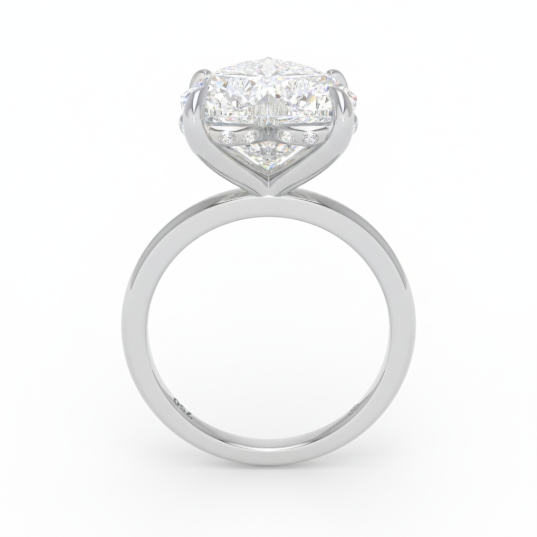 Bague de fiançailles Léa en diamant taille cœur avec halo caché