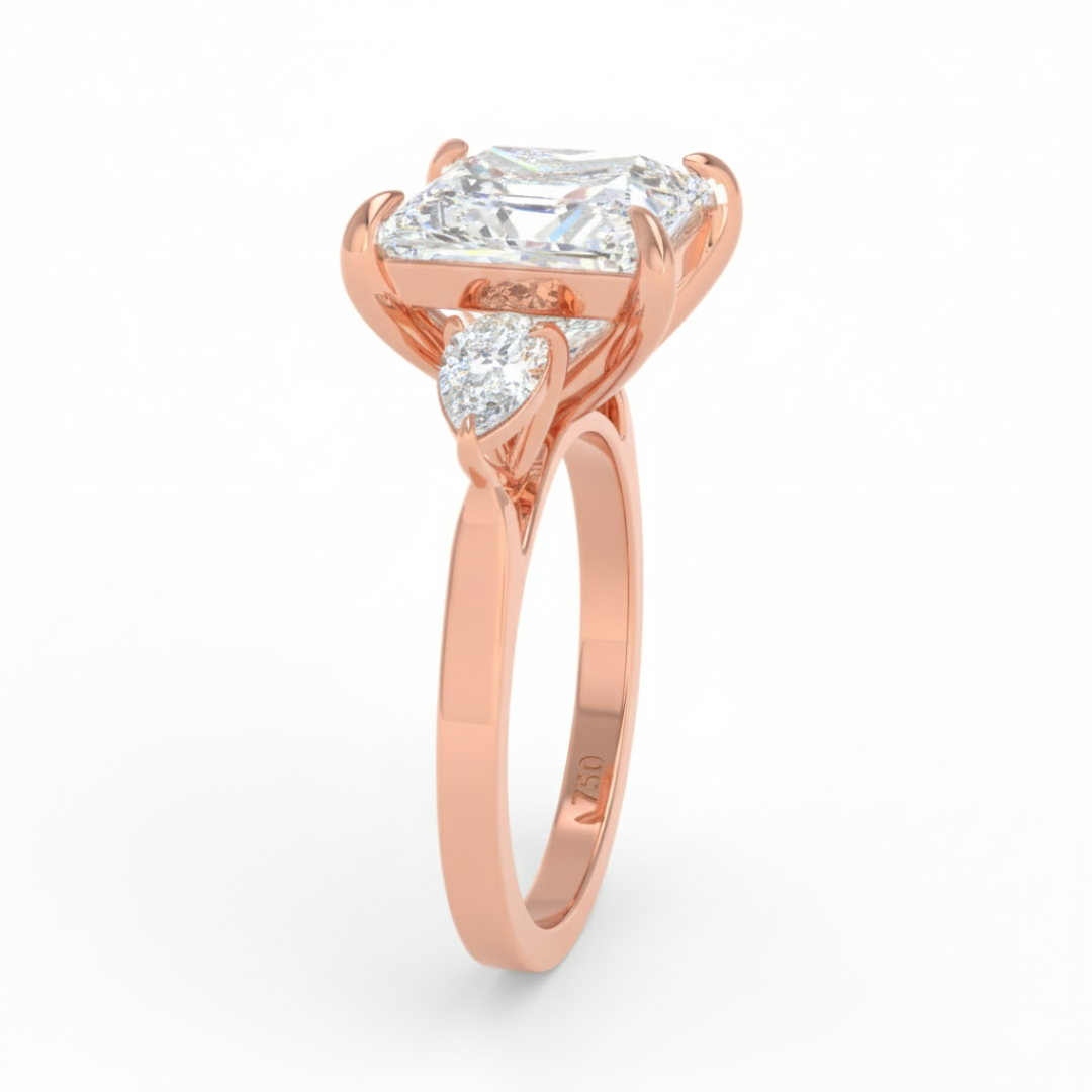 Sofia Princess Cut Diamond Engagement Ring With A Pear sides