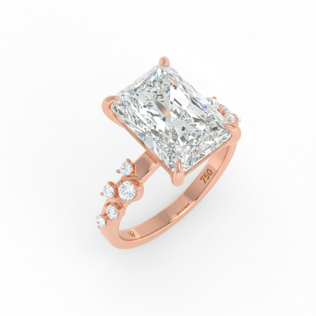 Layla Radiant Cut Diamond Engagement Ring With Accent Band