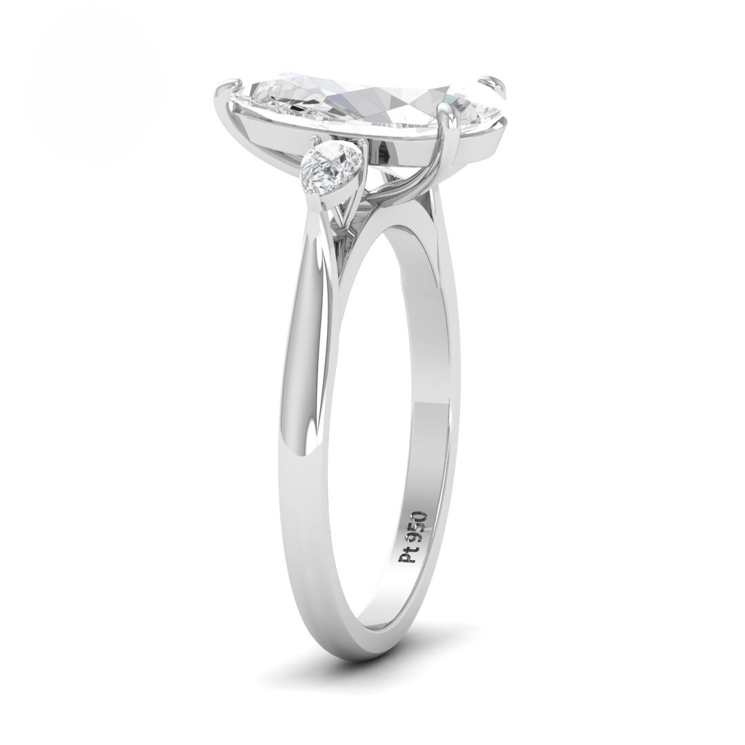 Sofia Pear Cut Diamond Engagement Ring With A Pear Cut Side Diamonds