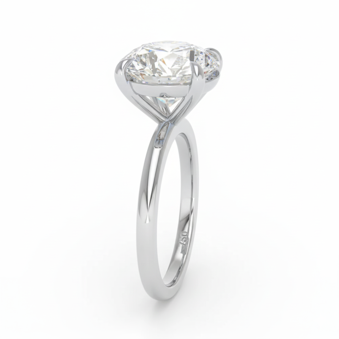 Noémie Solitaire Cushion Cut With Diamond Engagement Ring