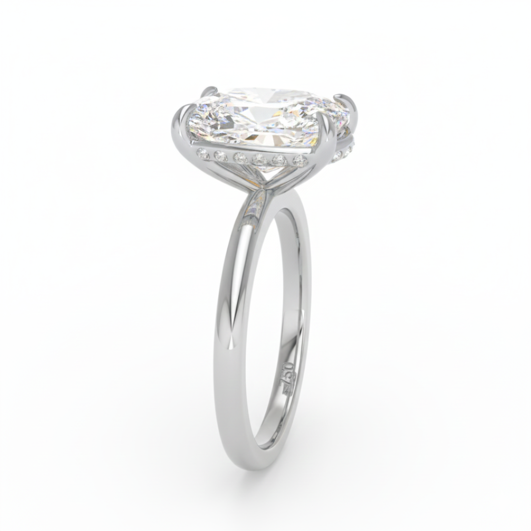 Léa Cushion Cut Diamond With Hidden Halo Engagement Ring