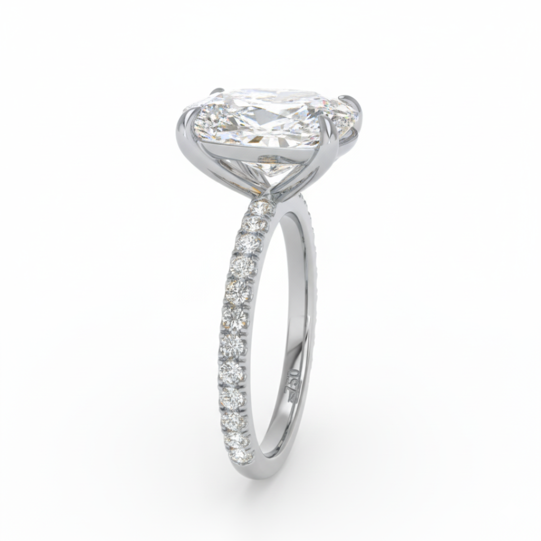 Abigail Cushion With Diamond Band Engagement Ring