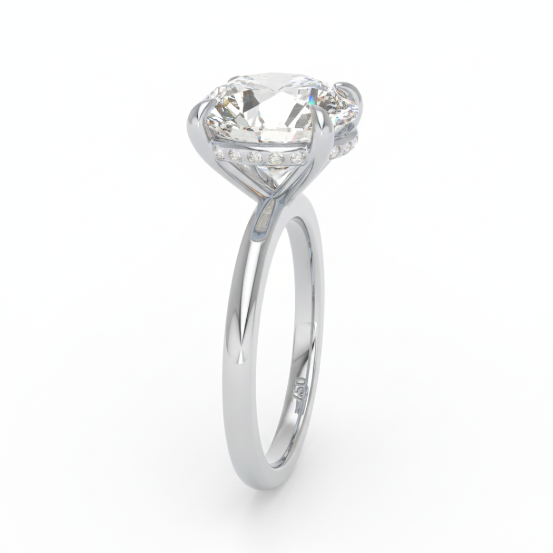 Léa Round Cut Diamond With Hidden Halo Engagement Ring