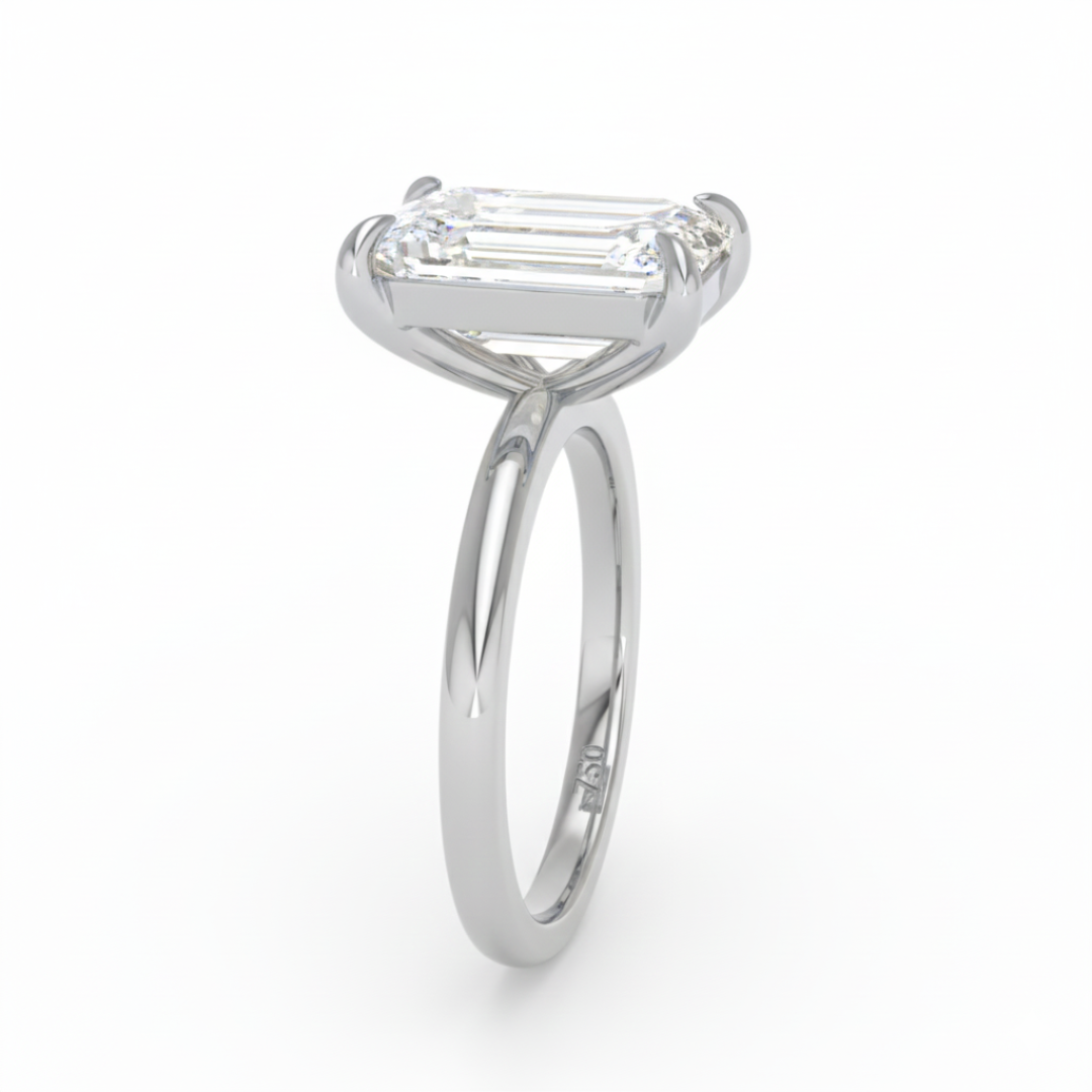 Noémie Solitaire Emerald Cut With Diamond Engagement Ring