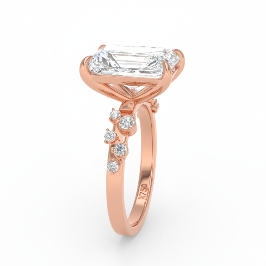 Layla Radiant Cut Diamond Engagement Ring With Accent Band