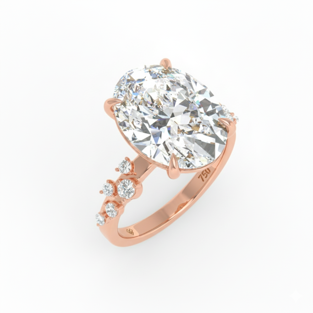 Layla Oval Cut Diamond Engagement Ring With Diamond Accent Band