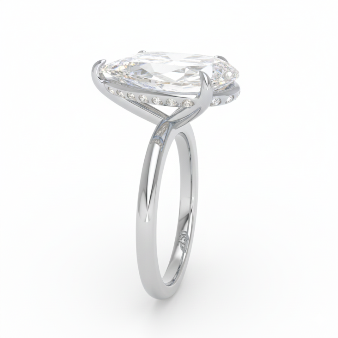 Léa Pear Cut Diamond With Hidden Halo Engagement Ring