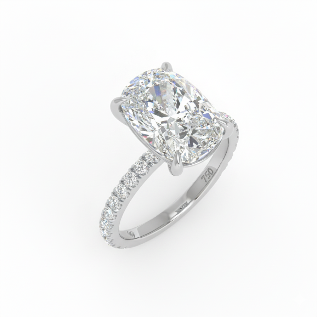 Abigail Cushion With Diamond Band Engagement Ring