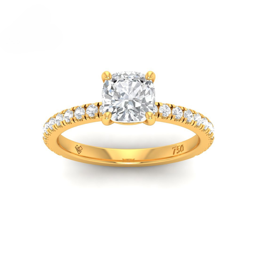 Abigail Cushion With Diamond Band Engagement Ring