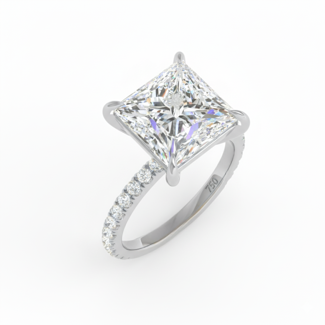 Abigail Princess With Diamond Band Engagement Ring