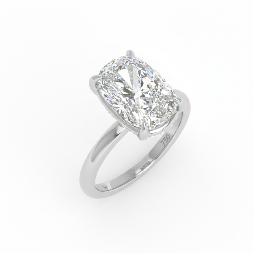 Léa Cushion Cut Diamond With Hidden Halo Engagement Ring