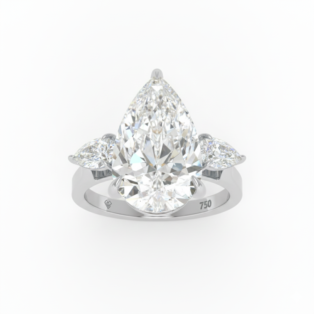 Bague de fiançailles Sofia en diamant taille poire avec diamants latéraux taille poire