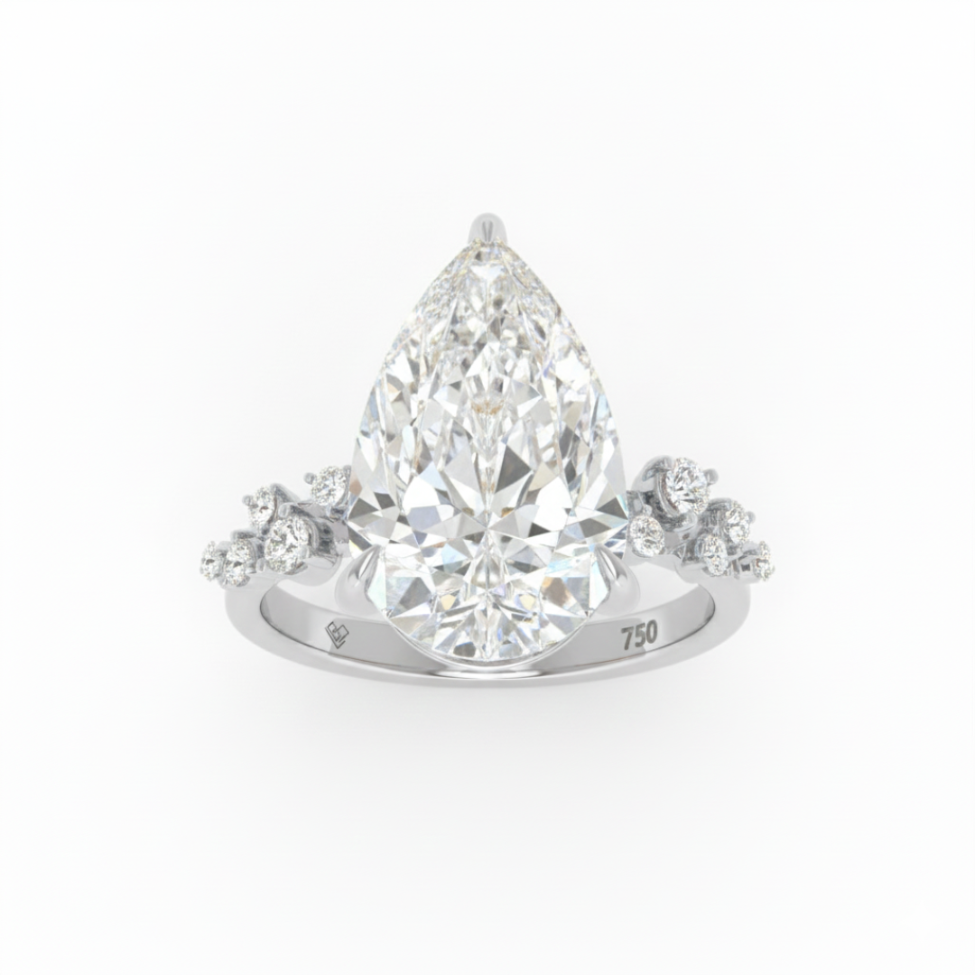 Layla Pear Cut Diamond Engagement Ring With Diamond Accent Band