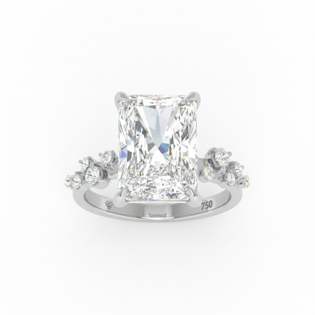 Layla Radiant Cut Diamond Engagement Ring With Accent Band