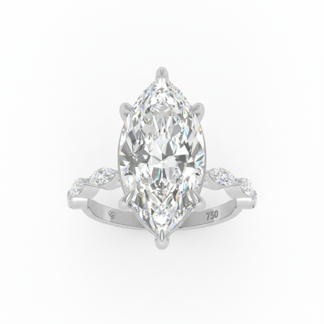Kasandra Marquise Cut Diamond Engagement Ring With A Marquise Cut Diamond Band