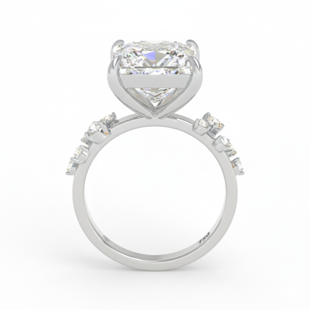 Bague de fiançailles Layla avec diamant taille princesse et anneau accentué