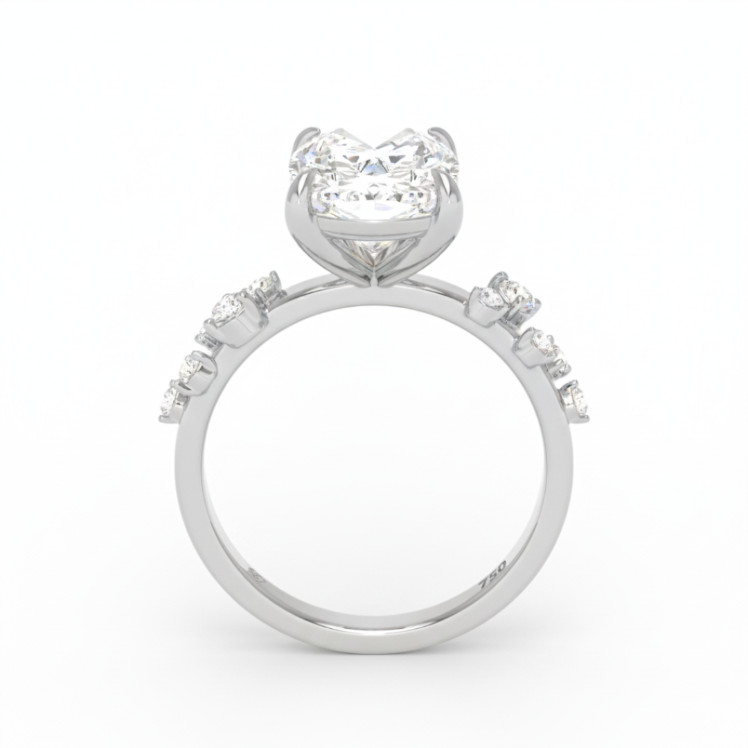 Layla Cushion Diamond Engagement Ring With Diamond Accent Band