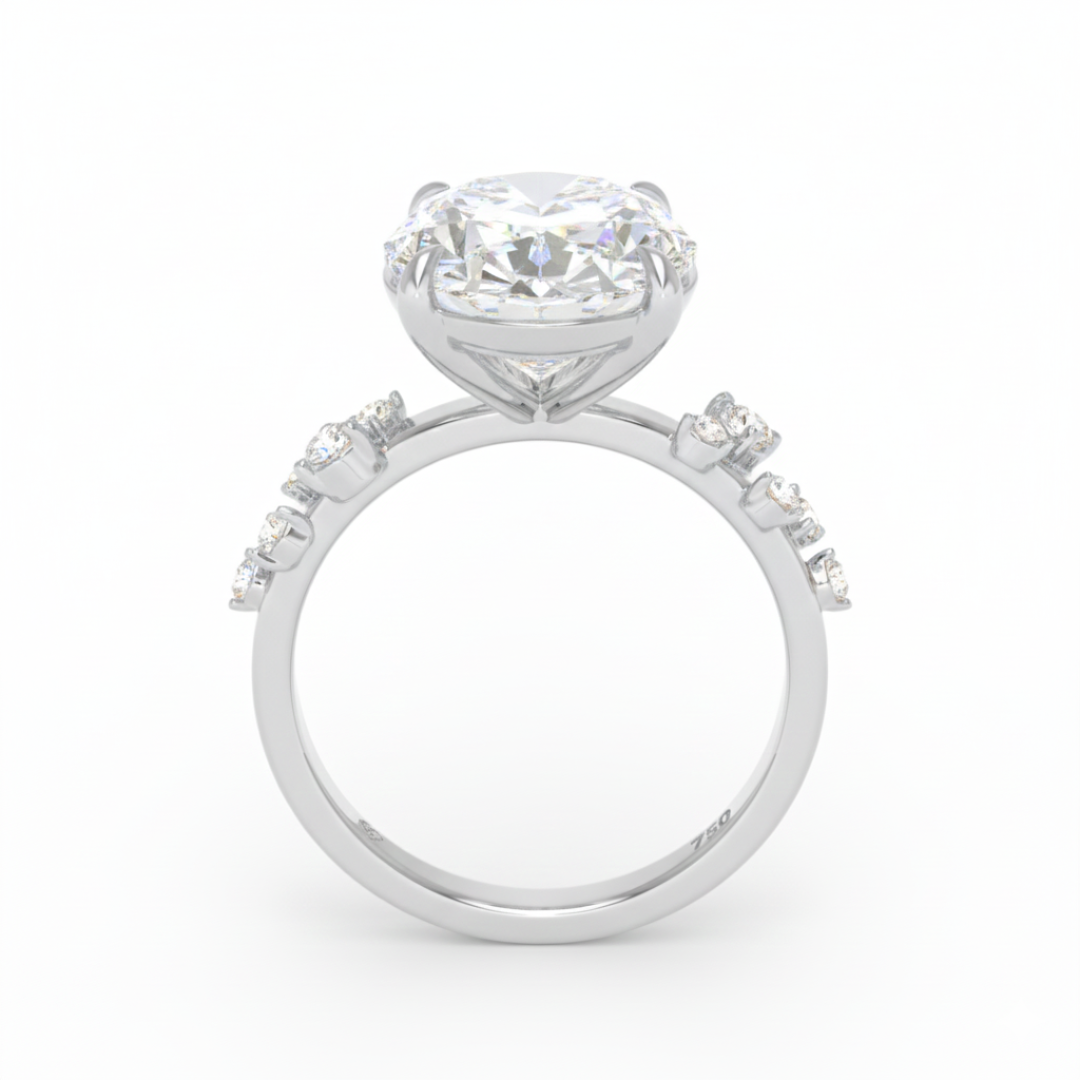 Layla Oval Cut Diamond Engagement Ring With Diamond Accent Band