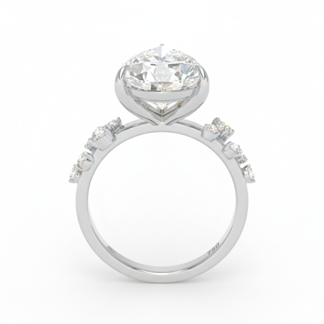 Layla Pear Cut Diamond Engagement Ring With Diamond Accent Band