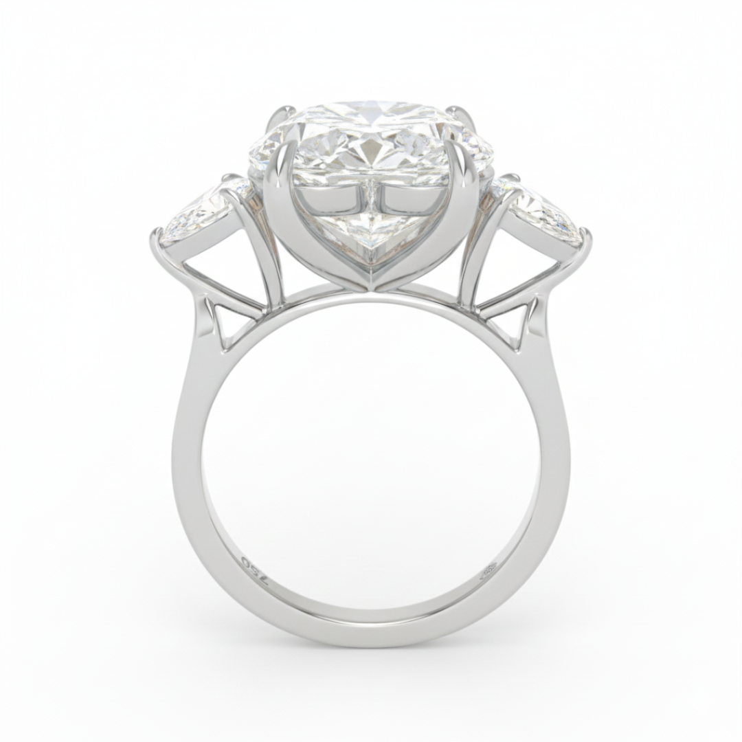 Sofia Heart Cut Diamond Engagement Ring With A Pear Cut Side Diamonds