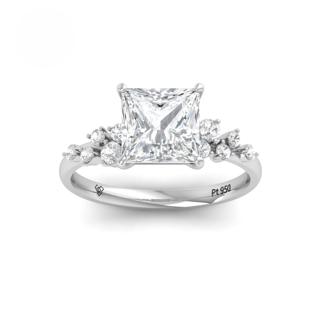 Layla Princess Cut Diamond Engagement Ring With Accent Band