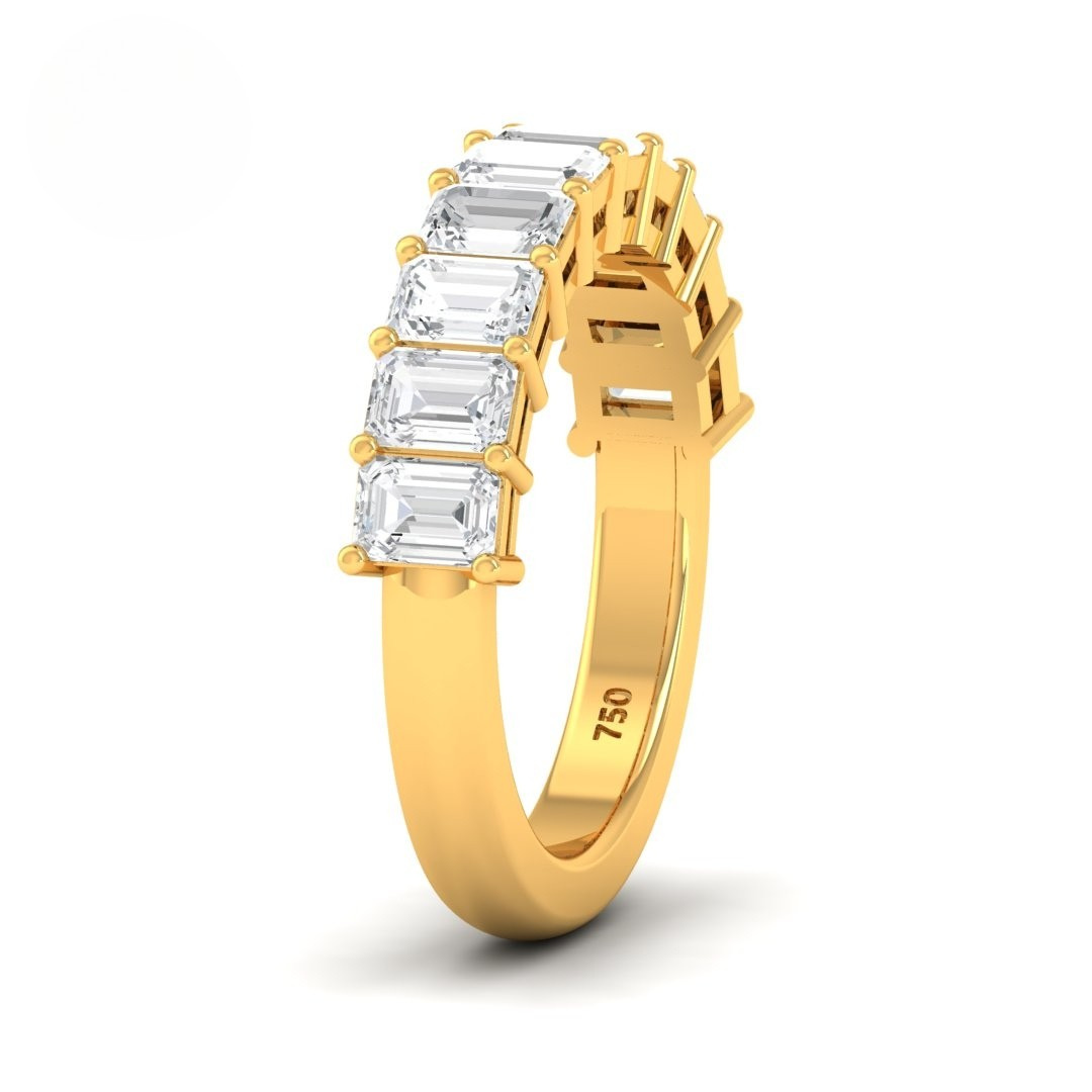 Anne Emerald cut Diamond Wedding Band