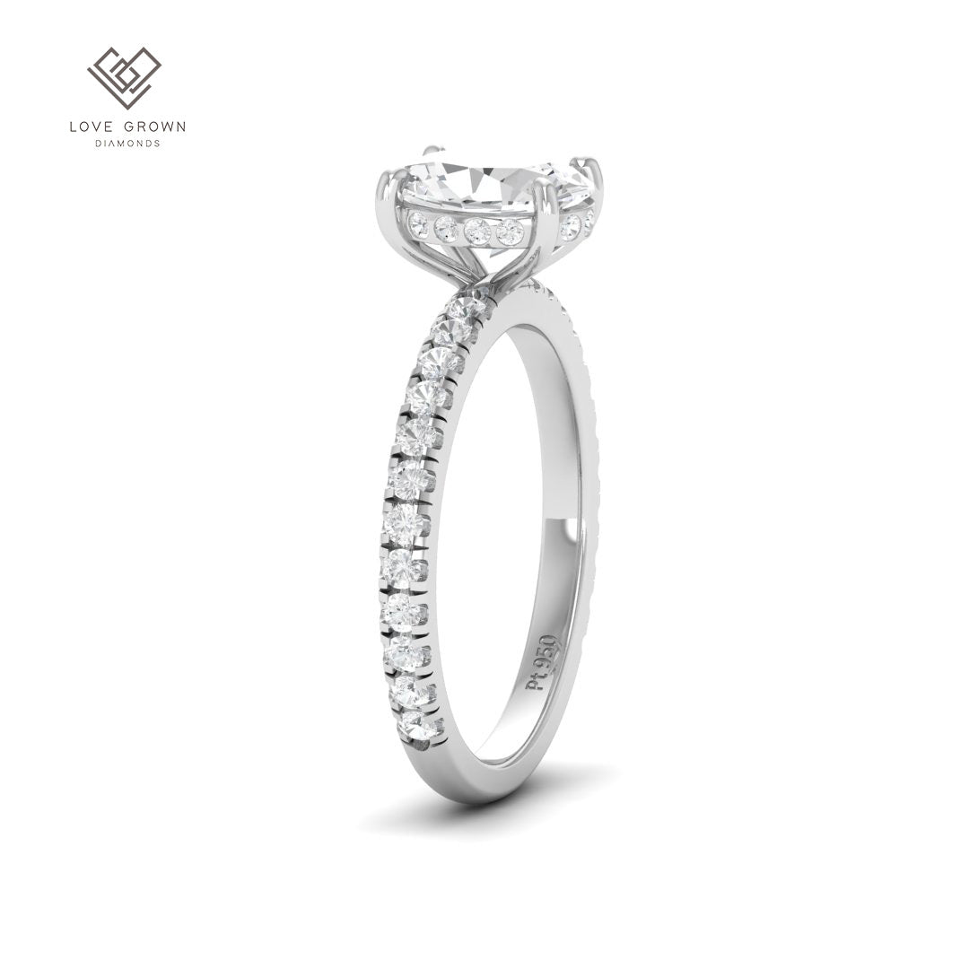 Chloé Oval Cut Diamond Engagement Ring with Diamond Hidden Halo and Diamond Band