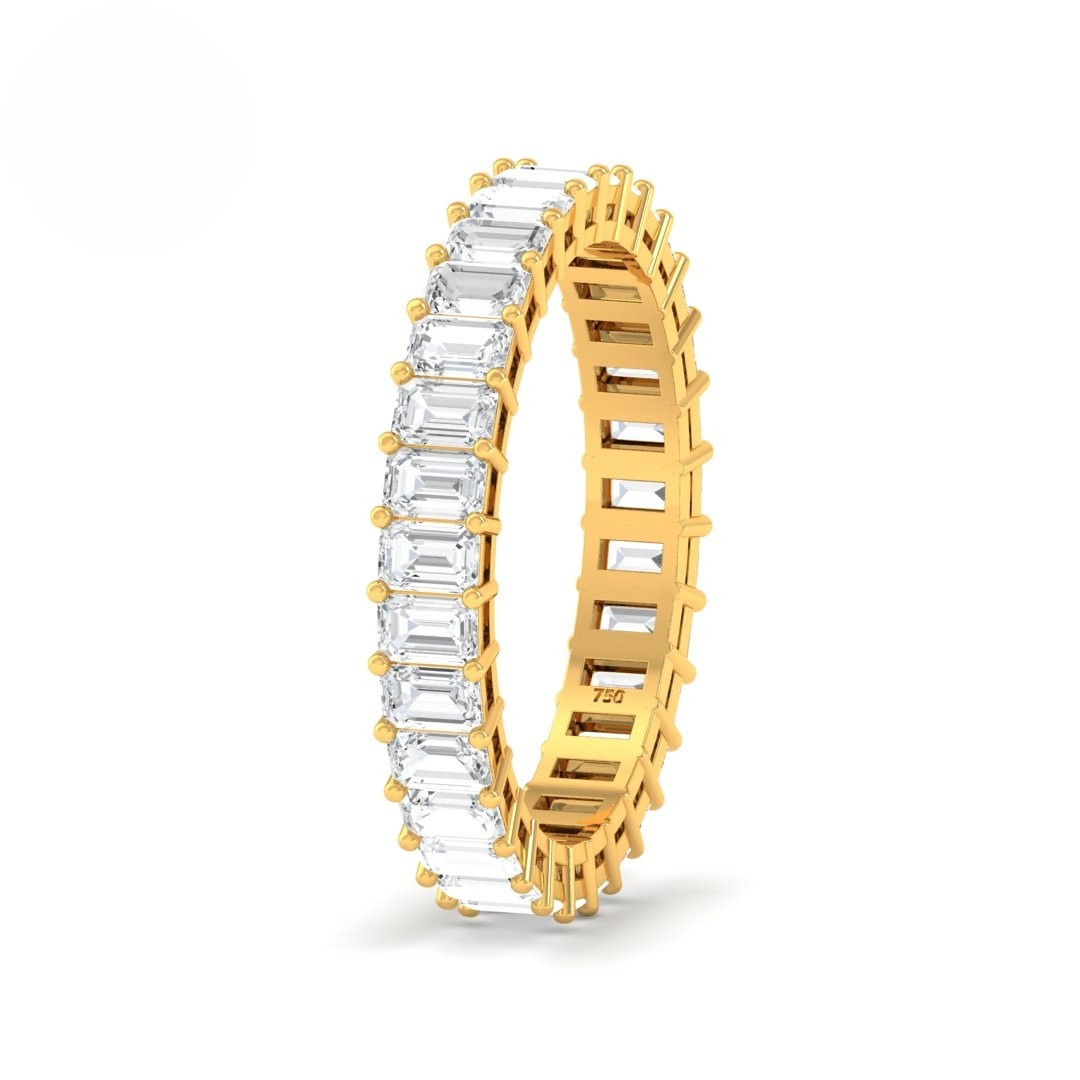 Fleur Emerald cut wedding band 3.00 Ct
