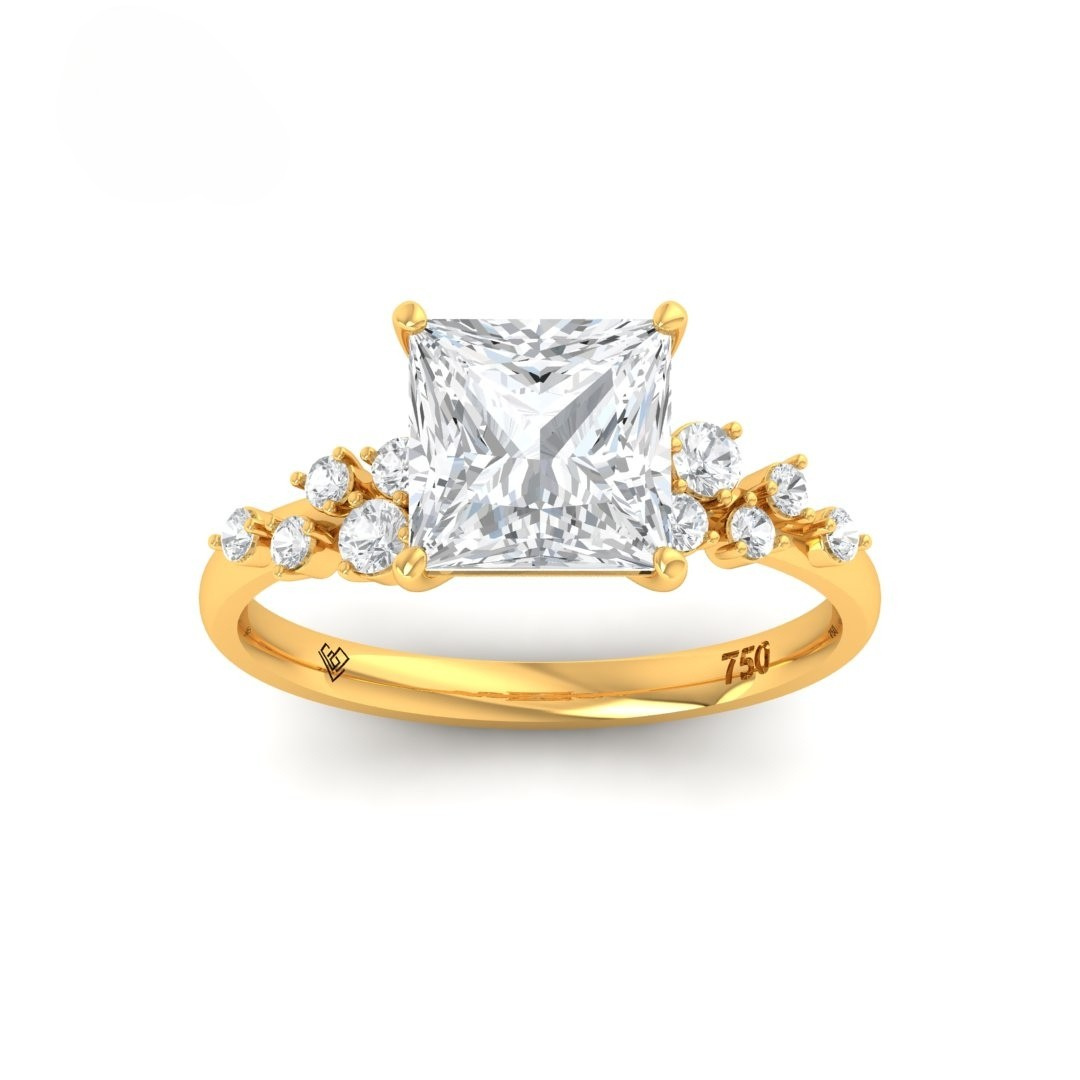 Layla Princess Cut Diamond Engagement Ring With Accent Band