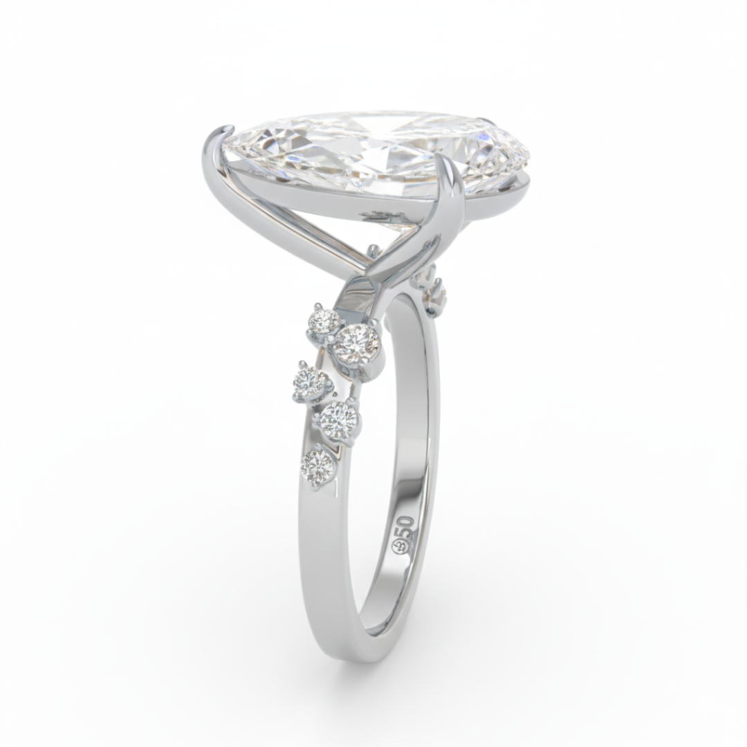 Layla Pear Cut Diamond Engagement Ring With Diamond Accent Band