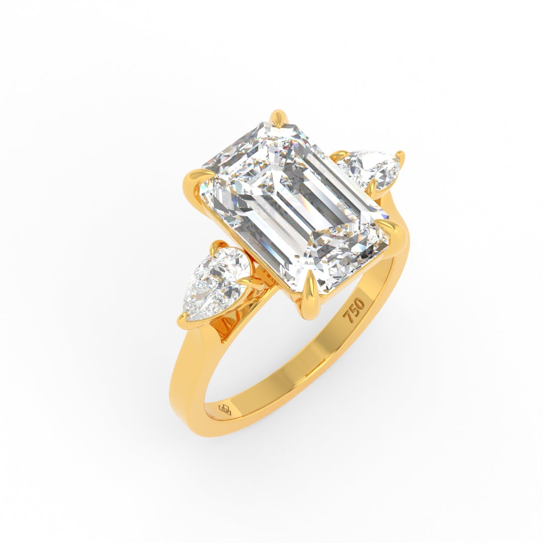 Sofia Emerald Cut Diamond Engagement Ring With A Pear Sides