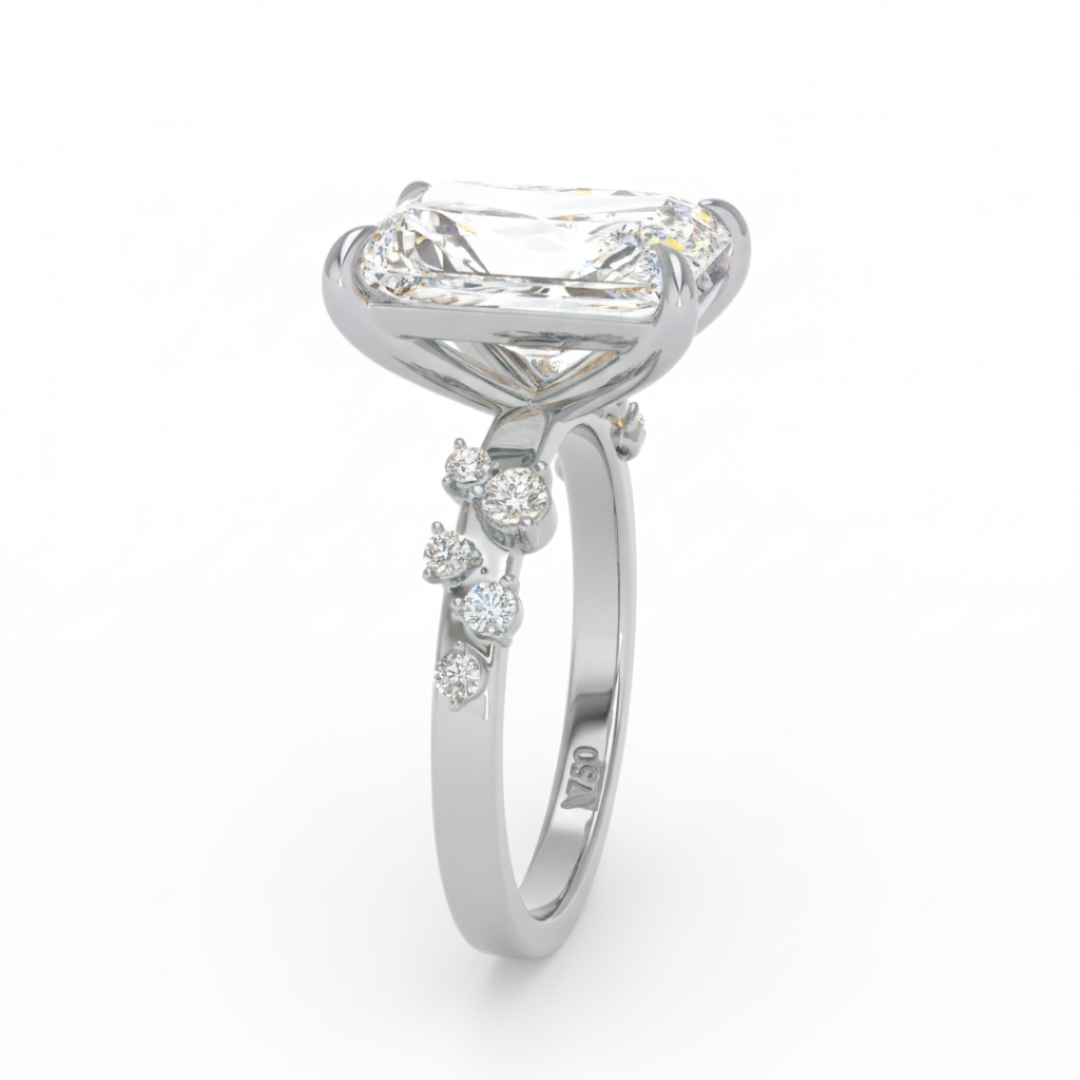 Layla Radiant Cut Diamond Engagement Ring With Accent Band
