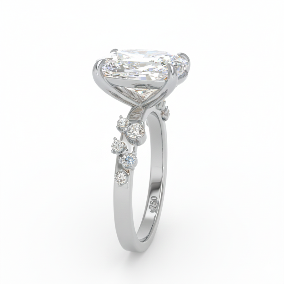 Layla Cushion Diamond Engagement Ring With Diamond Accent Band