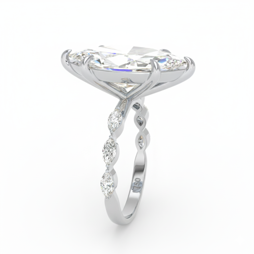 Kasandra Marquise Cut Diamond Engagement Ring With A Marquise Cut Diamond Band