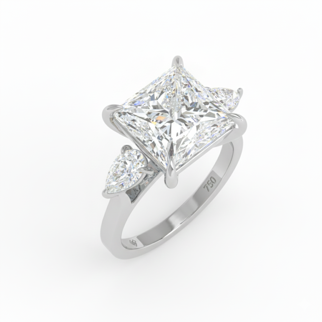 Sofia Princess Cut Diamond Engagement Ring With A Pear sides