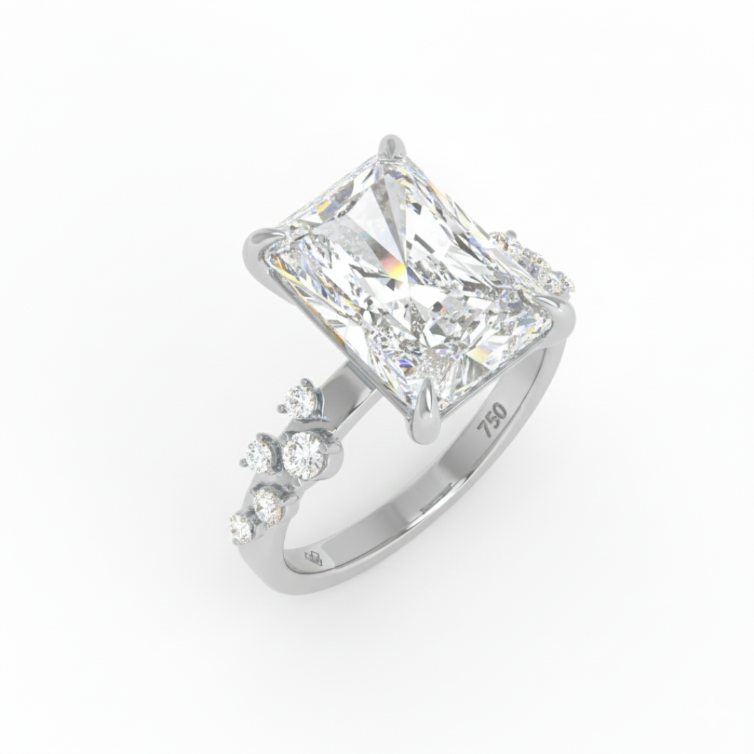 Layla Radiant Cut Diamond Engagement Ring With Accent Band