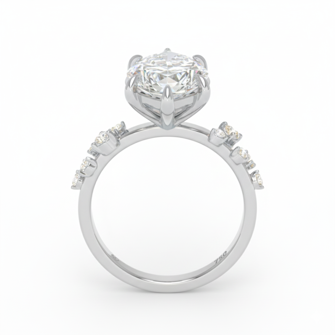 Layla Marquise Cut Diamond Engagement Ring With Accent Band