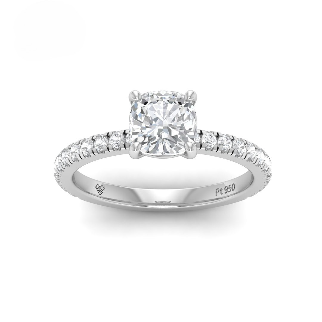 Abigail Cushion With Diamond Band Engagement Ring