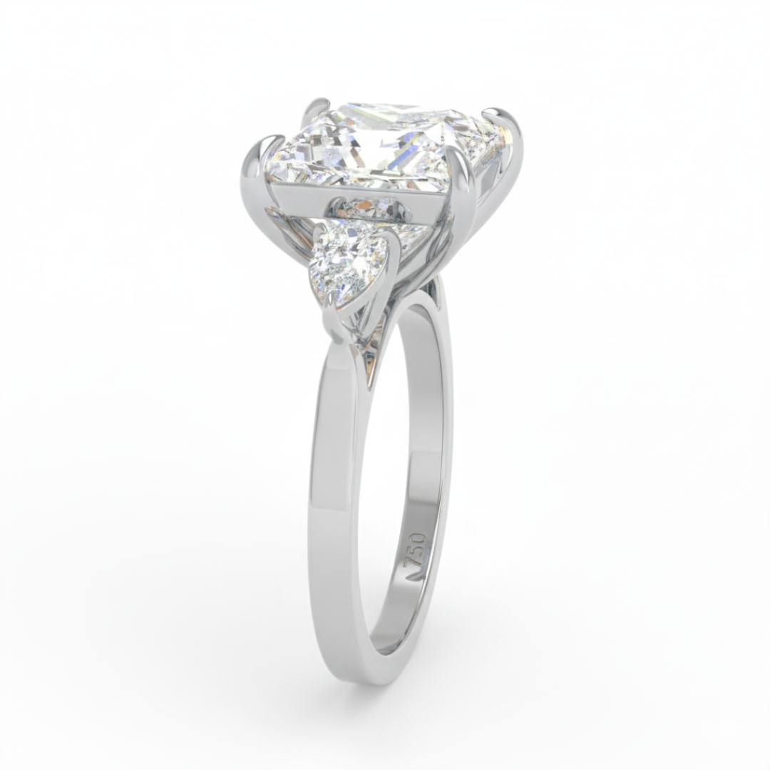 Sofia Princess Cut Diamond Engagement Ring With A Pear sides