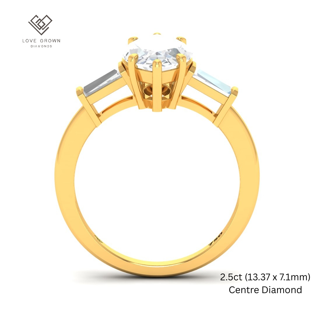 Mary Marquise Cut Diamond Engagement Ring with Tapering Baguette Cut Side Diamonds