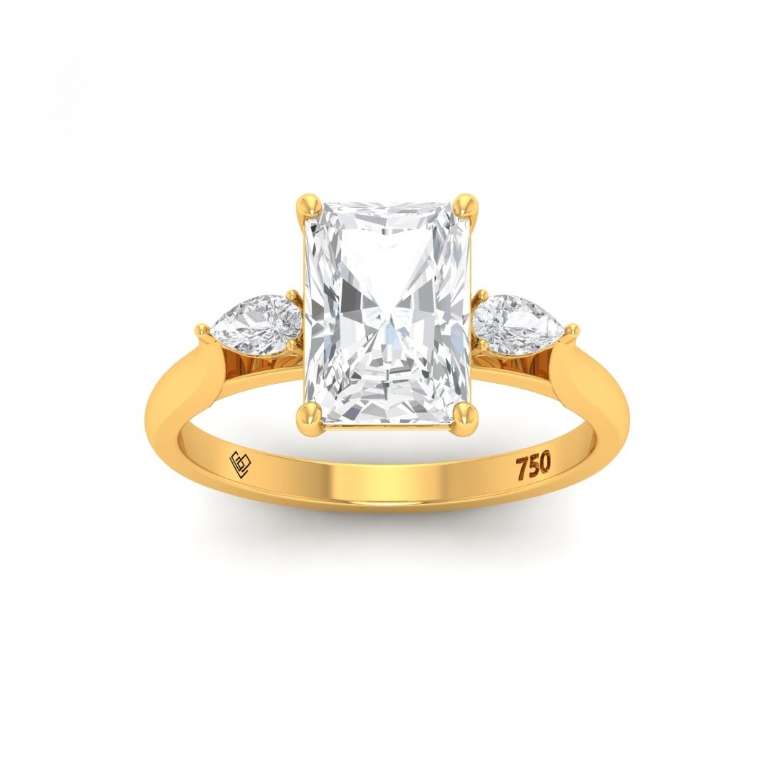 Sofia Radiant Cut Diamond Engagement Ring With A Pear Cut Side Diamonds