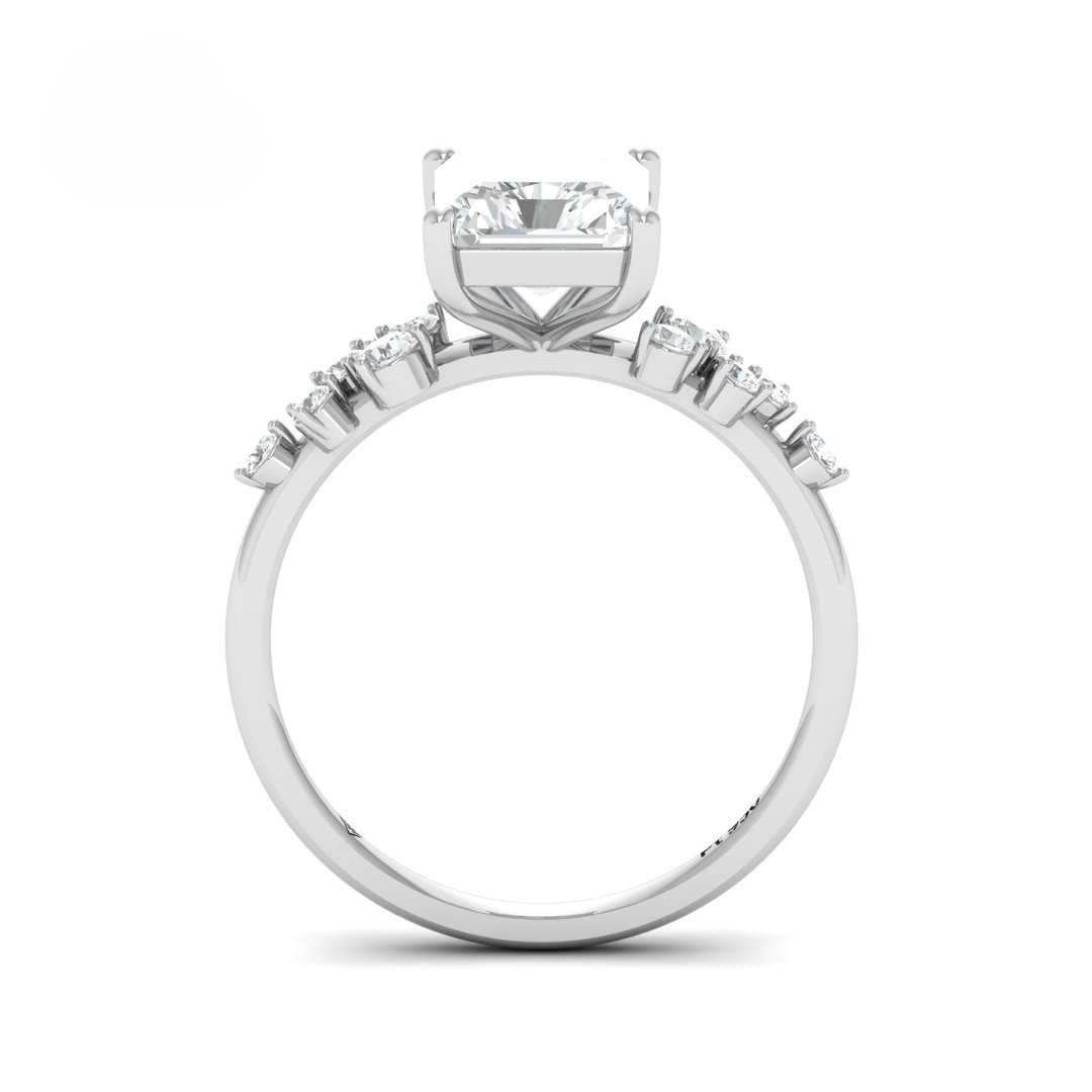 Layla Radiant Cut Diamond Engagement Ring With Accent Band