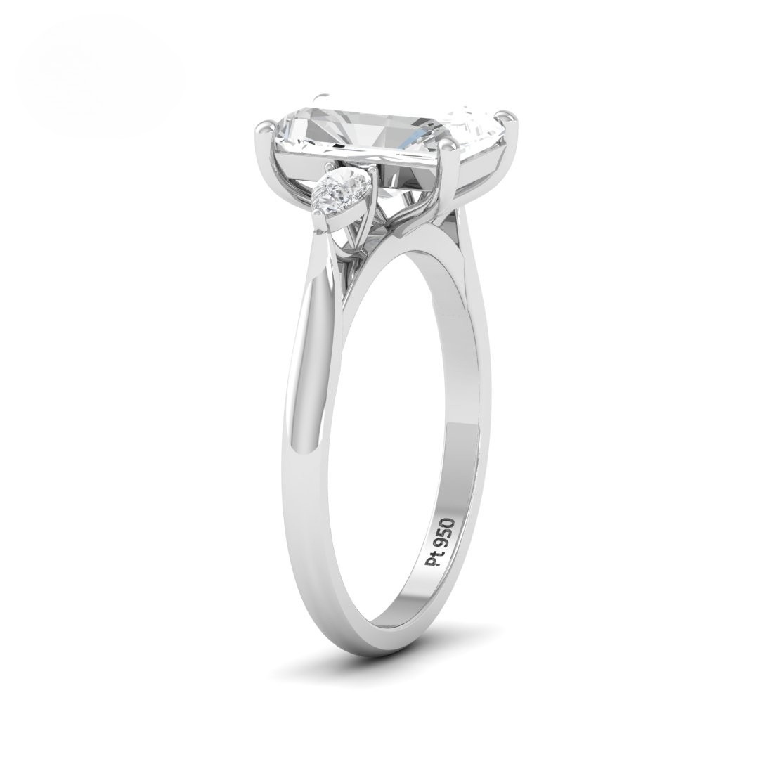 Sofia Radiant Cut Diamond Engagement Ring With A Pear Cut Side Diamonds