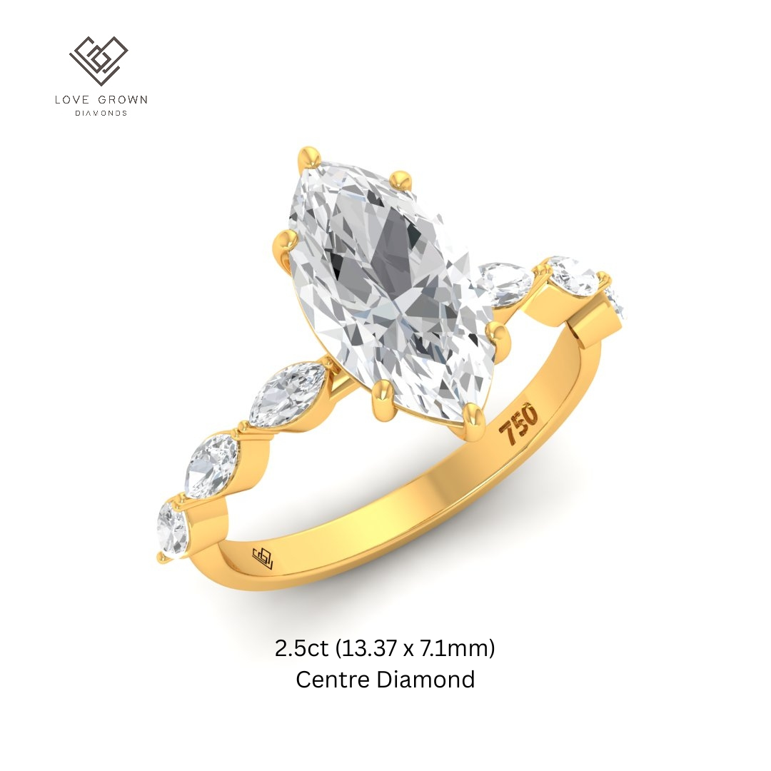 Kasandra Marquise Cut Diamond Engagement Ring With A Marquise Cut Diamond Band