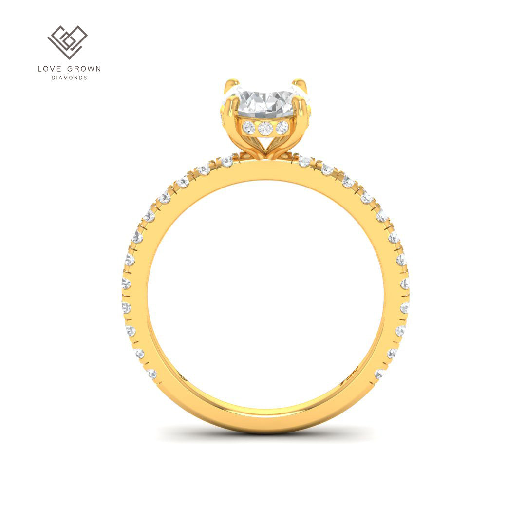 Chloé Oval Cut Diamond Engagement Ring with Diamond Hidden Halo and Diamond Band