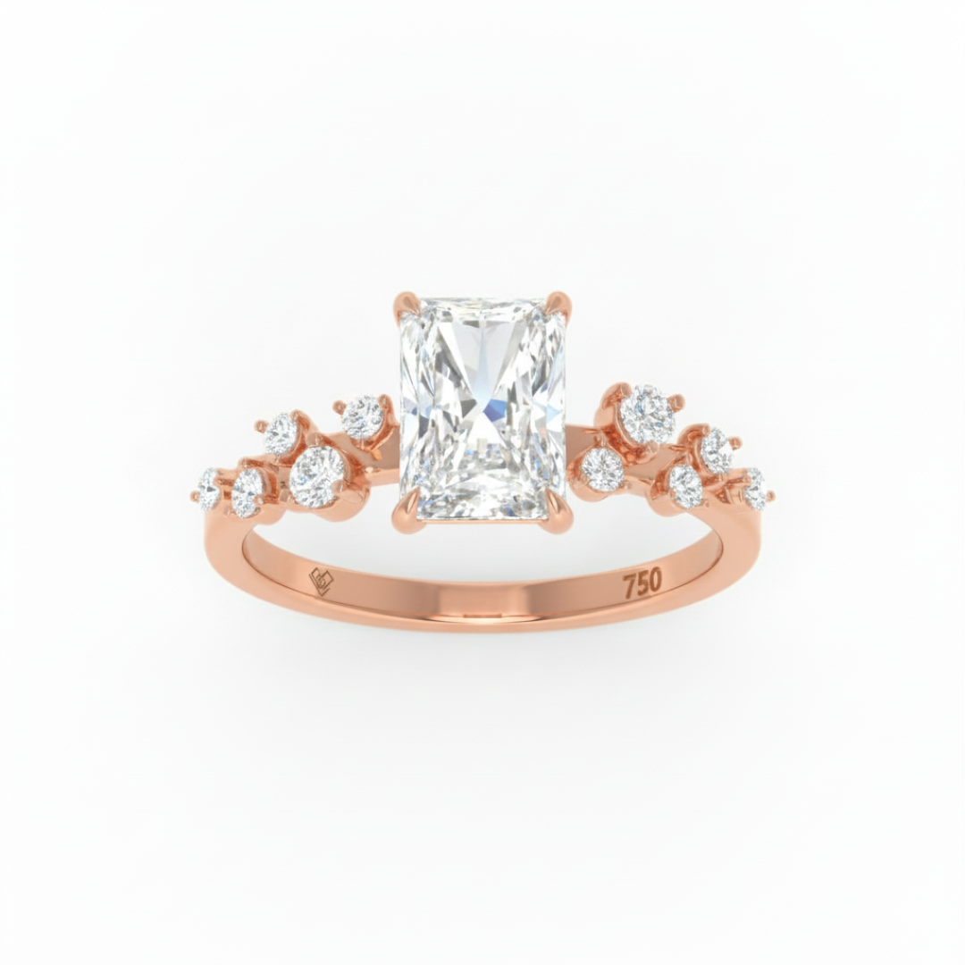 Layla Radiant Cut Diamond Engagement Ring With Accent Band