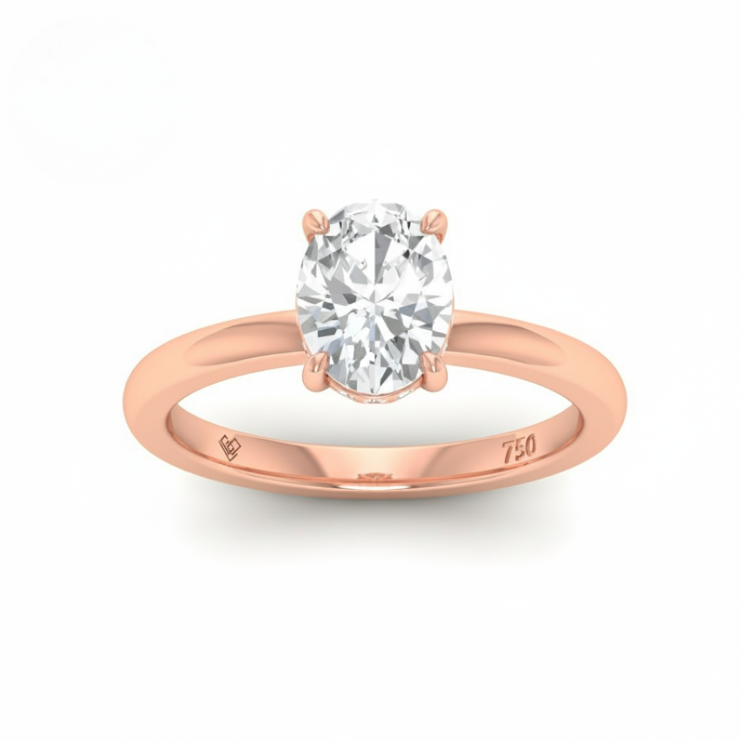 Léa Oval Cut Diamond With Hidden Halo Engagement Ring