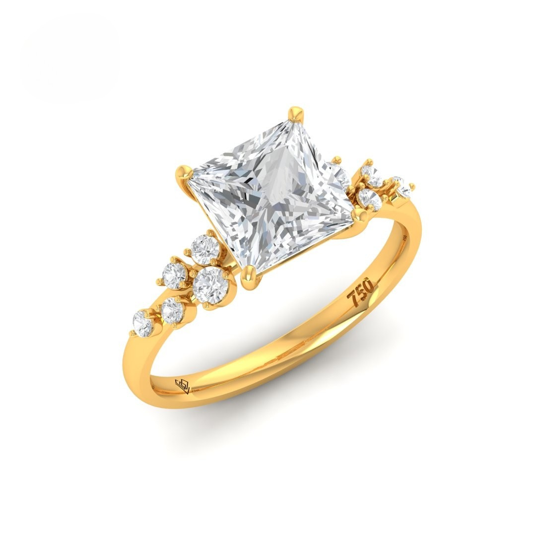 Layla Princess Cut Diamond Engagement Ring With Accent Band