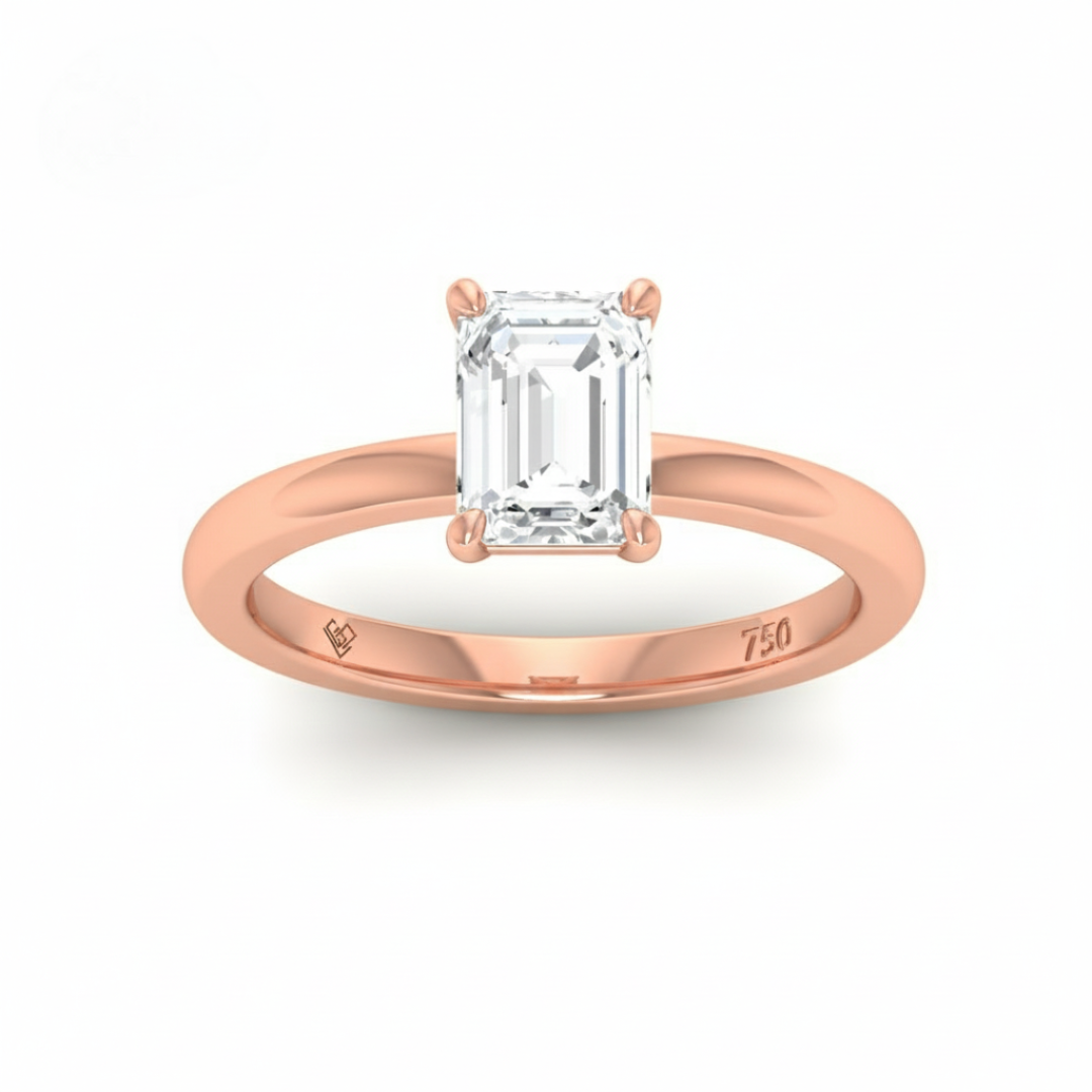 Noémie Solitaire Emerald Cut With Diamond Engagement Ring
